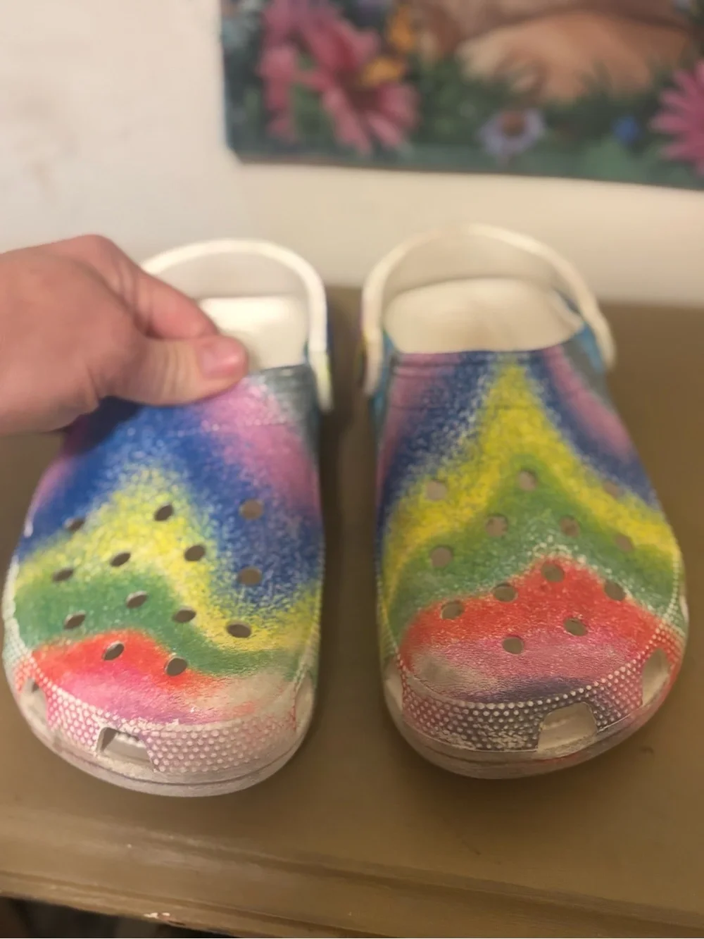 CROCS Kids Multicolor Tie-Dye Clogs - Blue Green Yellow Red Pink